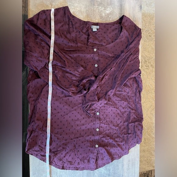 Aerie 3/4 Length Sleeve Eggplant Scoop Neck Blouse Medium - Picture 4 of 8
